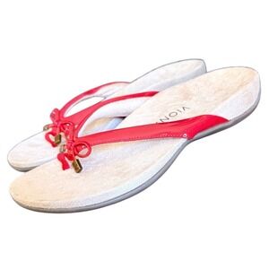 Vionic Size 7.5 Red Pantent Bella Flip Flop Thong Sandal